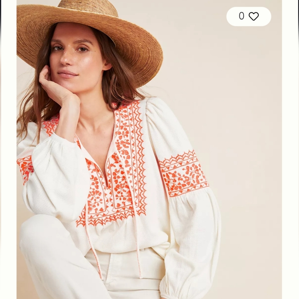 Maeve Louisa Embroidered Peasant Top